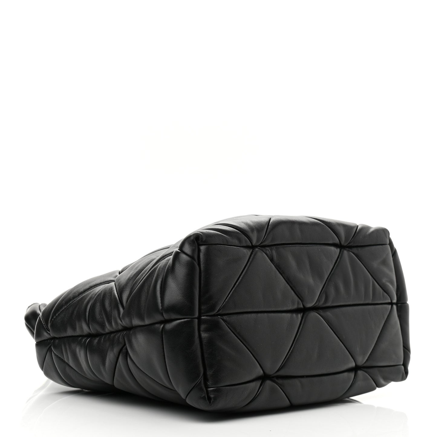 Nappa Re-Nylon Triangle Quilted Patchwork System Tote Black