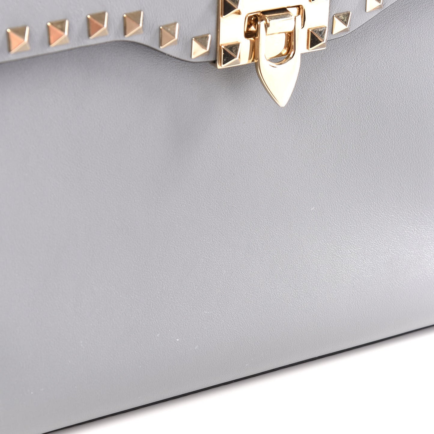 Vitello Rockstud Single Handle Flap Bag Light Stone