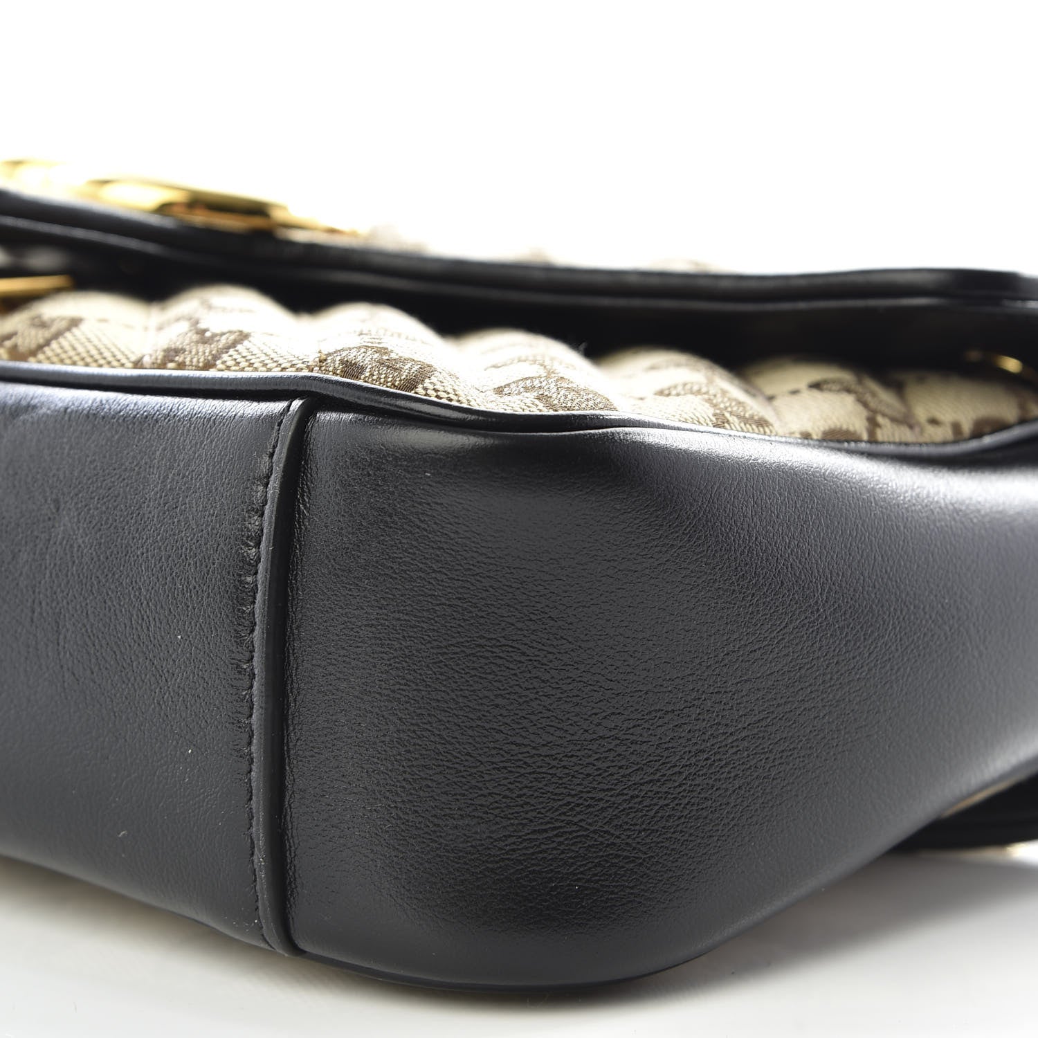 Gucci Monogram Matelasse Diagonal Small GG Marmont Shoulder Bag Beige Black 6 of 9