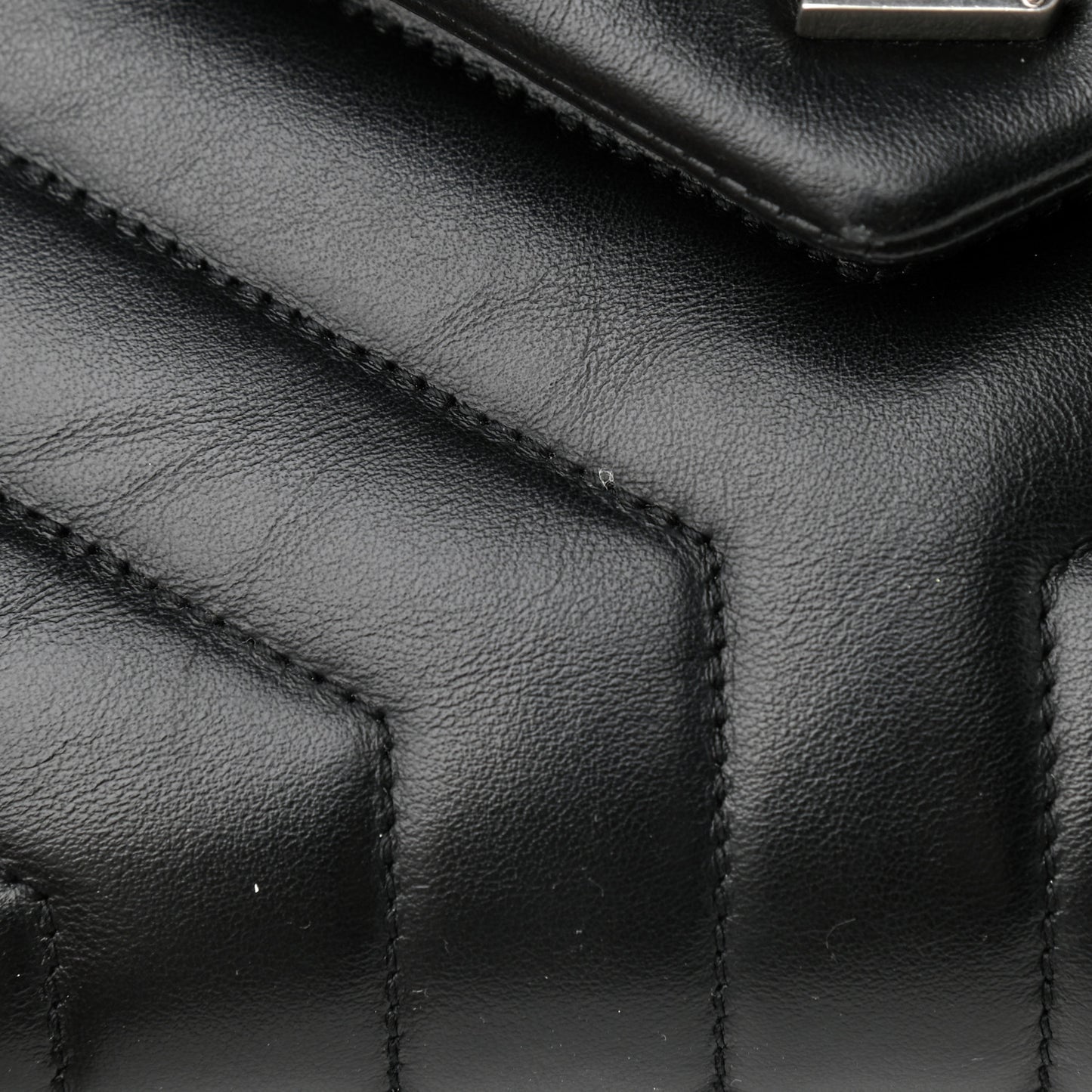 Calfskin Y Quilted Monogram Small Loulou Chain Satchel Black