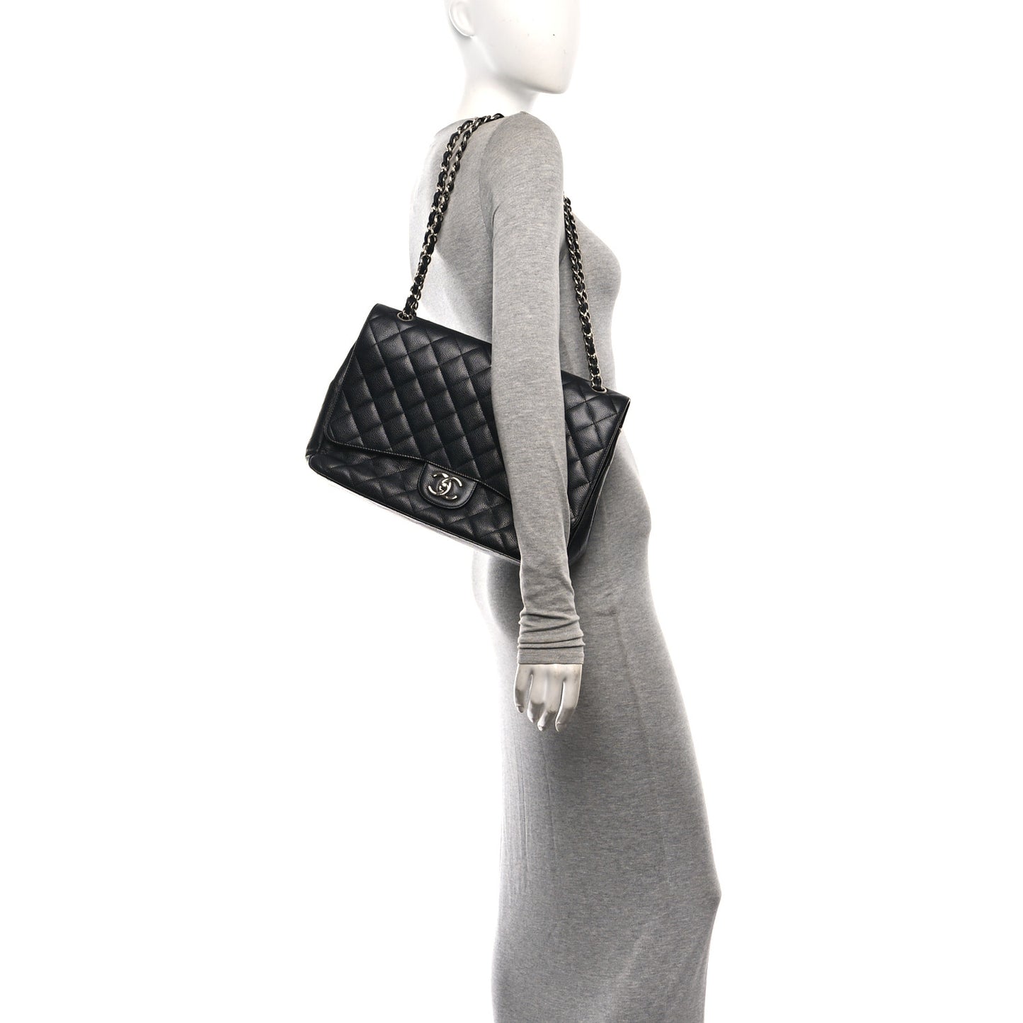 Caviar Quilted Maxi Double Flap Black