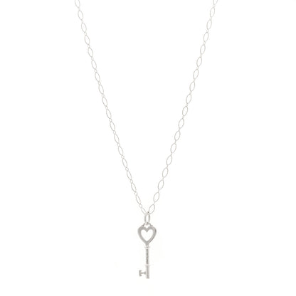 Tiffany Sterling Silver Small Heart Key Pendant Necklace 1 of 5