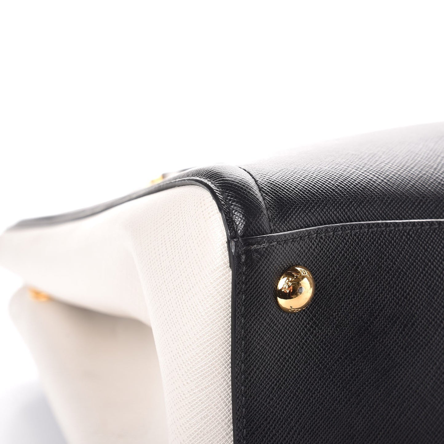 Saffiano Lux Medium Bi-Color Tote Black White