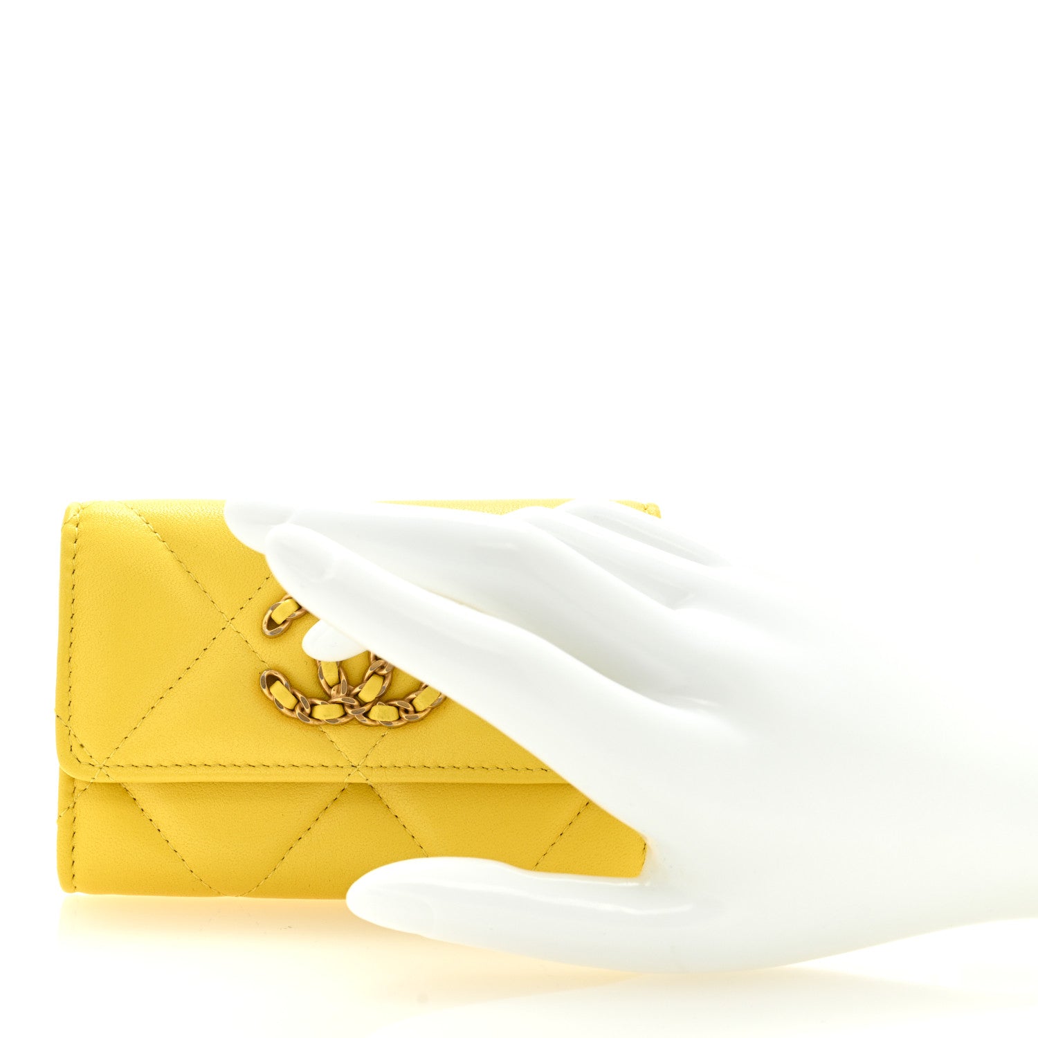 Chanel Lambskin Quilted Chanel 19 Flap Card Holder Yellow 2 of 8
