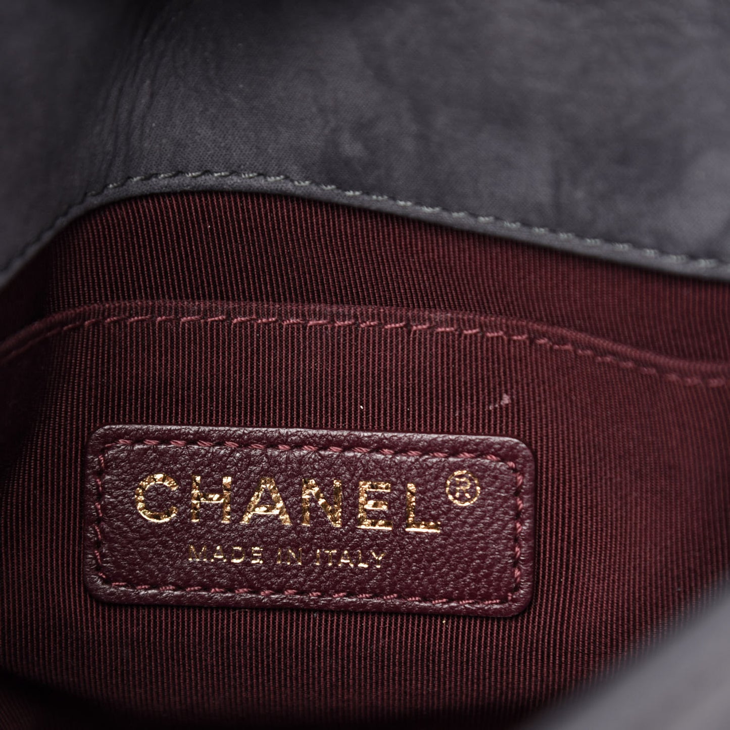 Iridescent Calfskin Stitch Mini Square Flap Grey