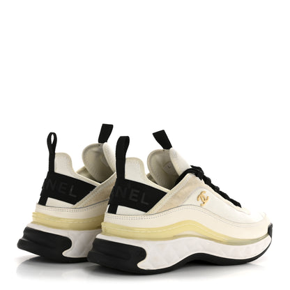 Chanel Velvet Calfskin Mixed Fibers CC Sneakers 38 Ivory Black 5 of 9