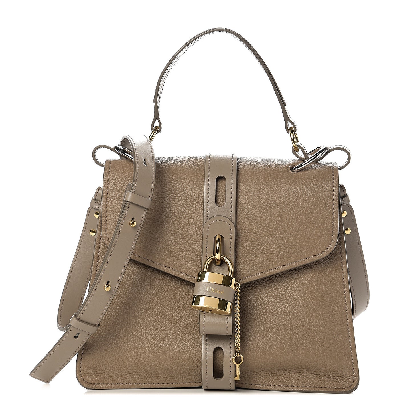 Shiny Grained Calfskin Medium Aby Day Shoulder Bag Motty Grey