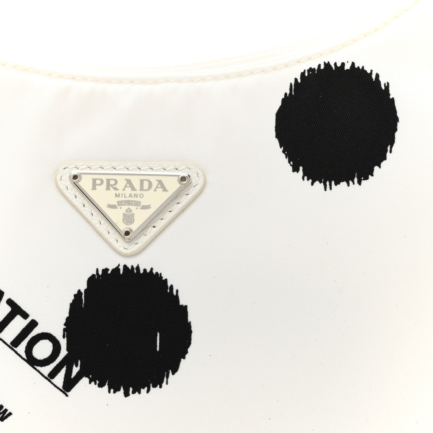 Prada Tessuto Nylon Polka-Dot Mini Re-Edition 2000 Bag White Black 7 of 9