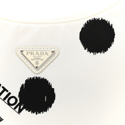 Prada Tessuto Nylon Polka-Dot Mini Re-Edition 2000 Bag White Black 7 of 9