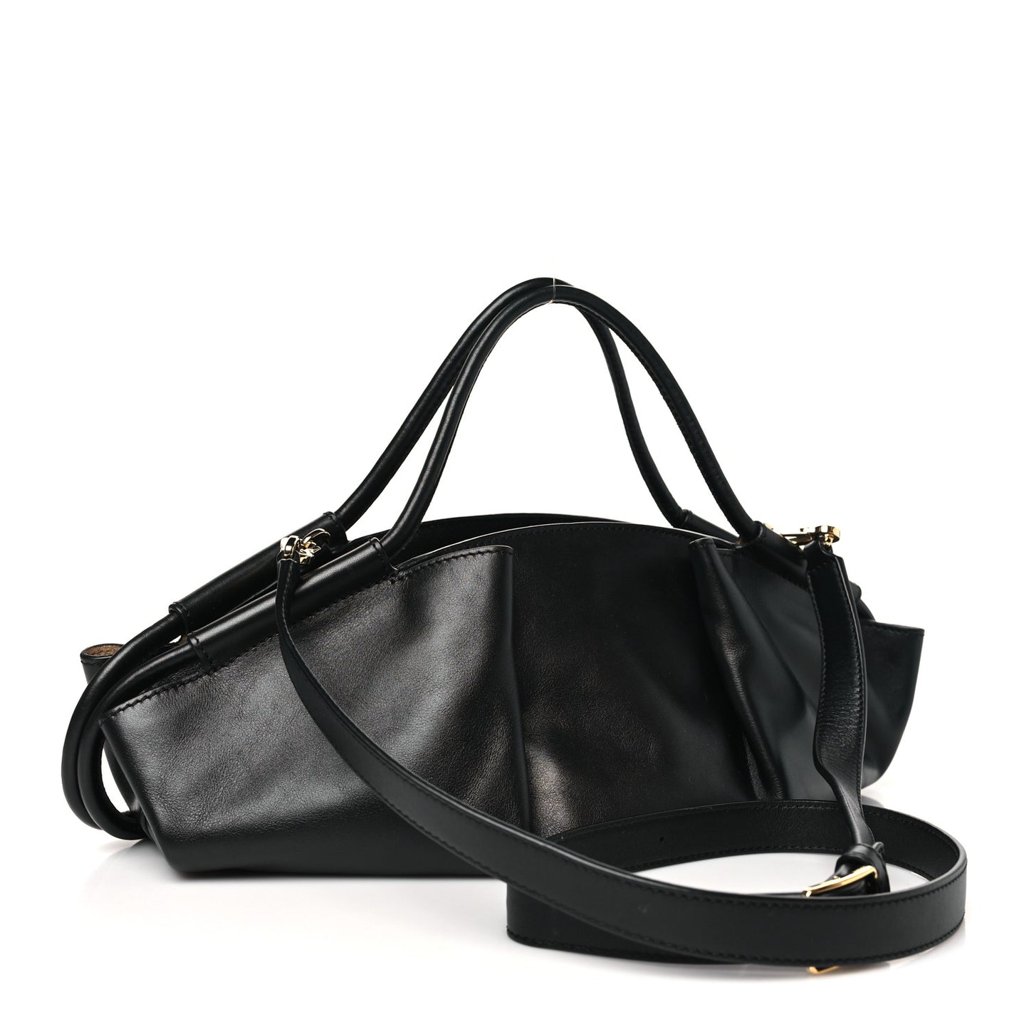 Shiny Nappa Calfskin Small Paseo Bag Black