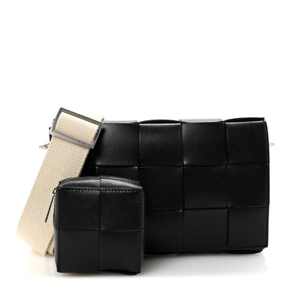 Bottega Veneta Calfskin Maxi Intreccio Cassette With Strap Bag Black 3 of 9