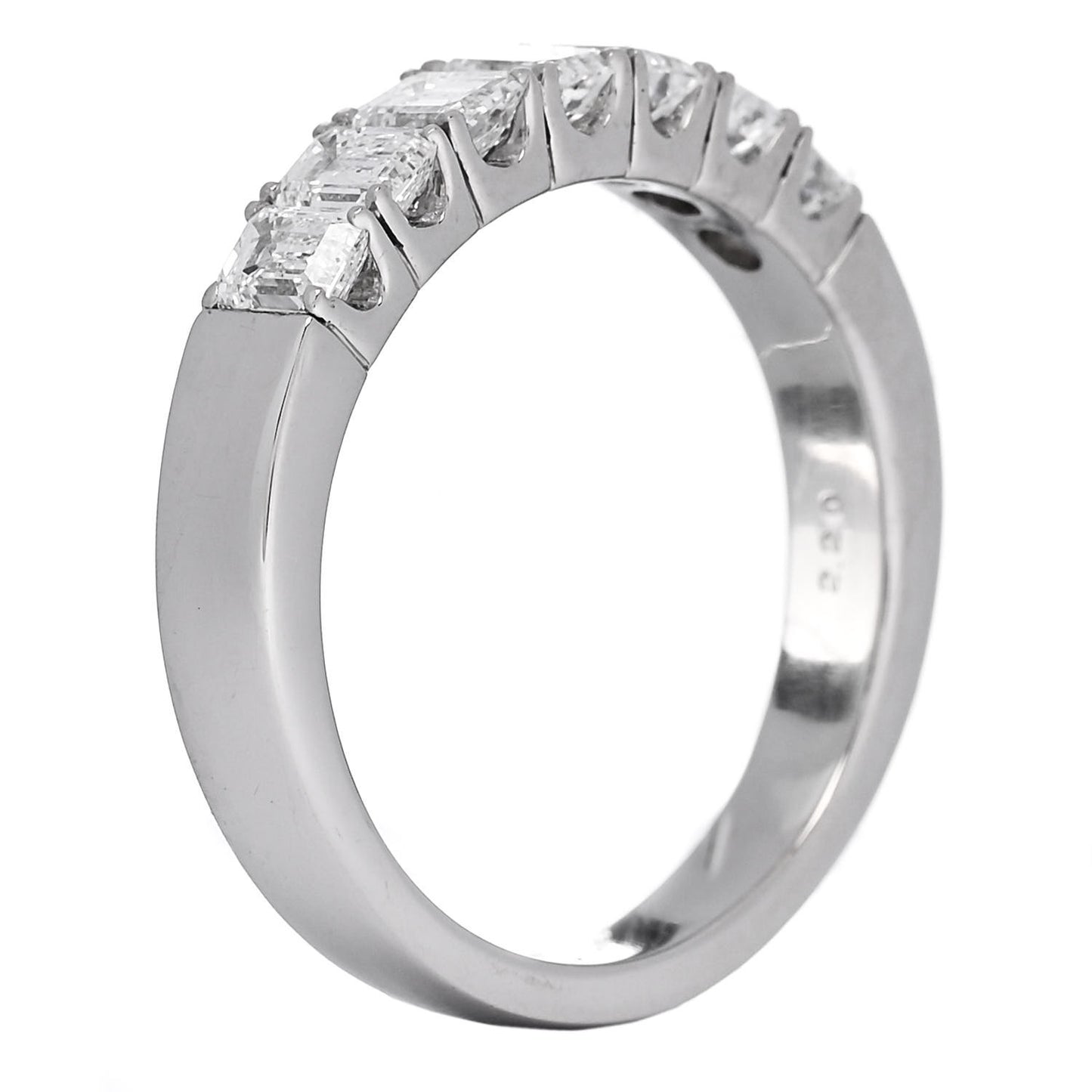 Platinum Diamond 2.20ctw Emerald Cut Half Eternity Band Ring  66 11.5