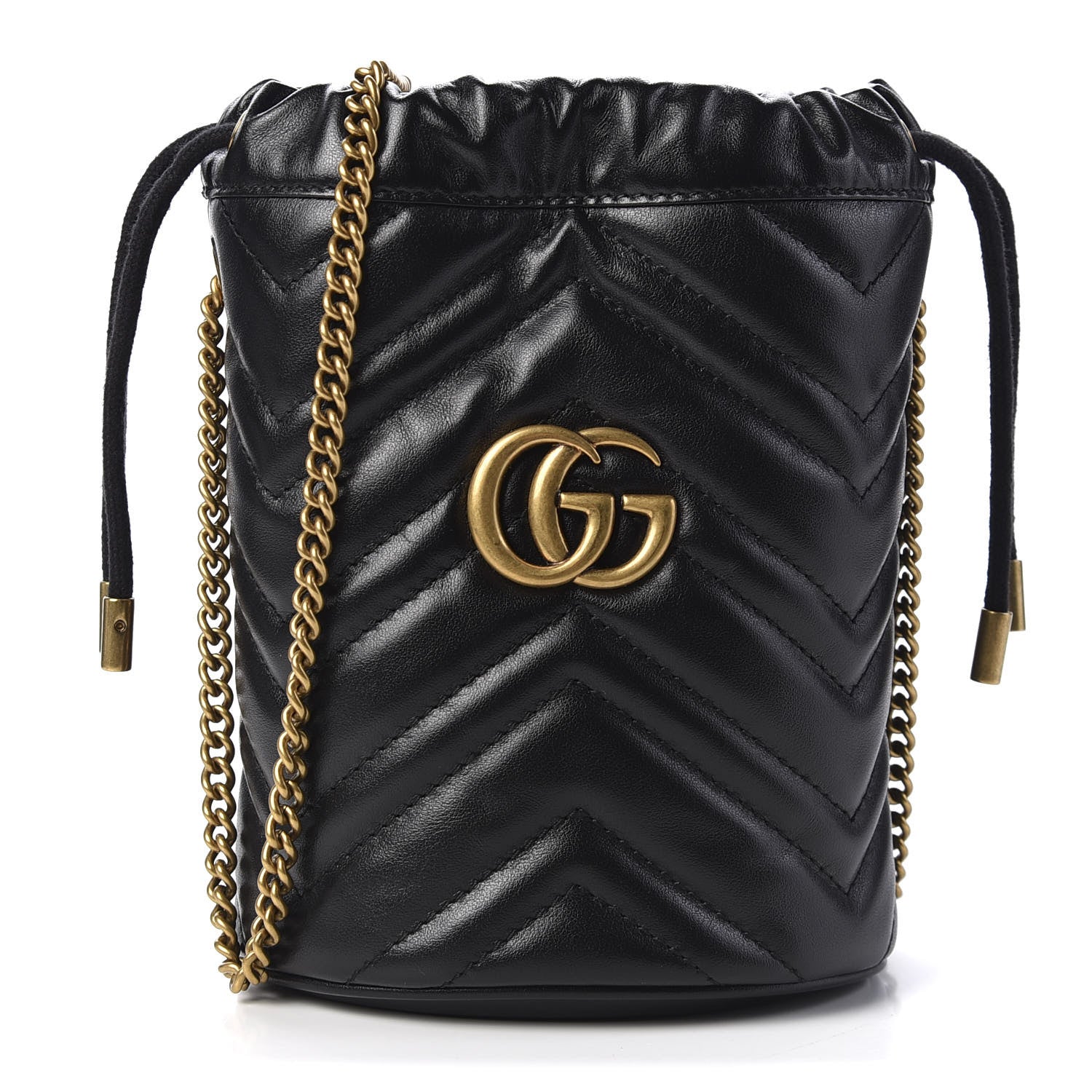 Gucci Calfskin Matelasse Mini GG Marmont 2.0 Bucket Bag Black 1 of 10
