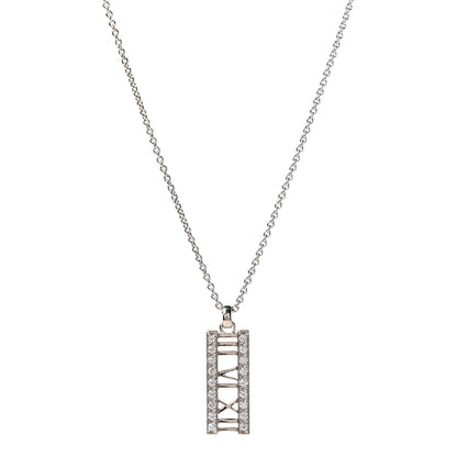 Tiffany 18K White Gold Diamond Atlas Bar Pendant Necklace 1 of 6