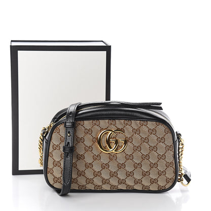 Gucci Monogram Matelasse Diagonal Small GG Marmont Chain Shoulder Bag Beige Black 8 of 8