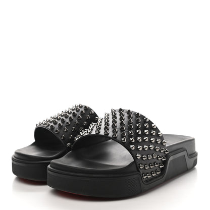 Christian Louboutin Calfskin Studded Pool Fun Platform Flat Slide Sandals 39 Black 3 of 10