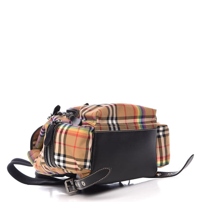 Burberry Vintage Rainbow Check Medium Rucksack Backpack Antique Yellow 4 of 7