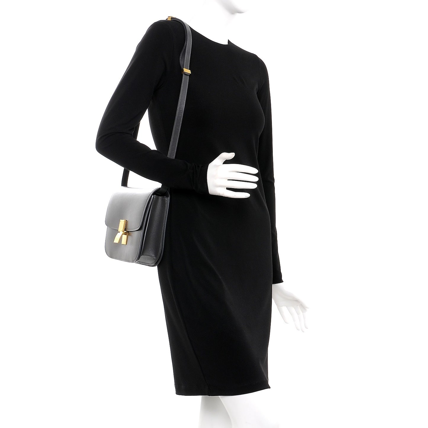 Smooth Calfskin Medium Classic Box Flap Bag Grey