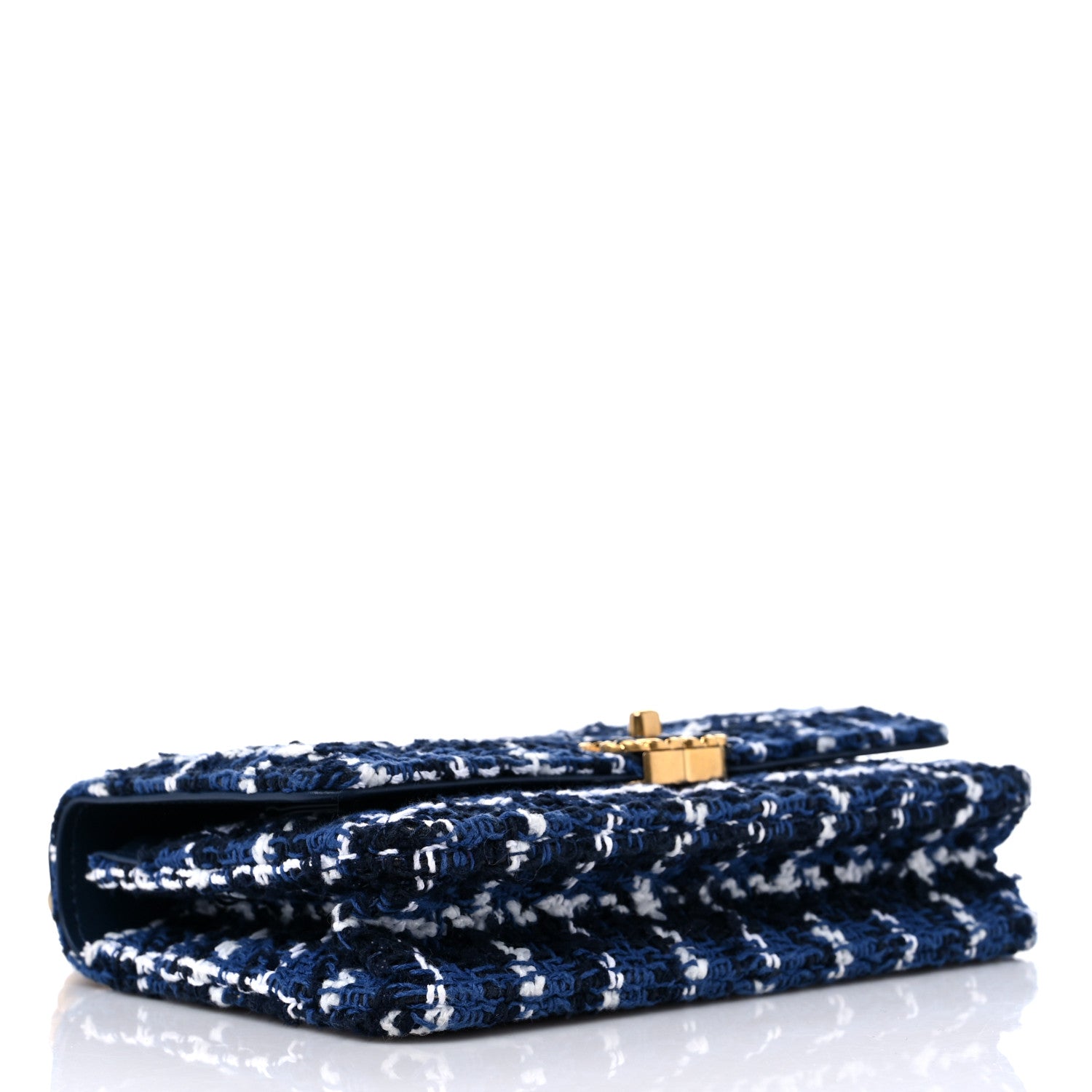 Chanel Tweed Quilted Chanel 19 Wallet On Chain WOC Blue White Navy Blue 4 of 11