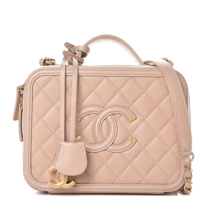 Chanel Caviar Quilted Medium CC Filigree Vanity Case Beige 1 of 7