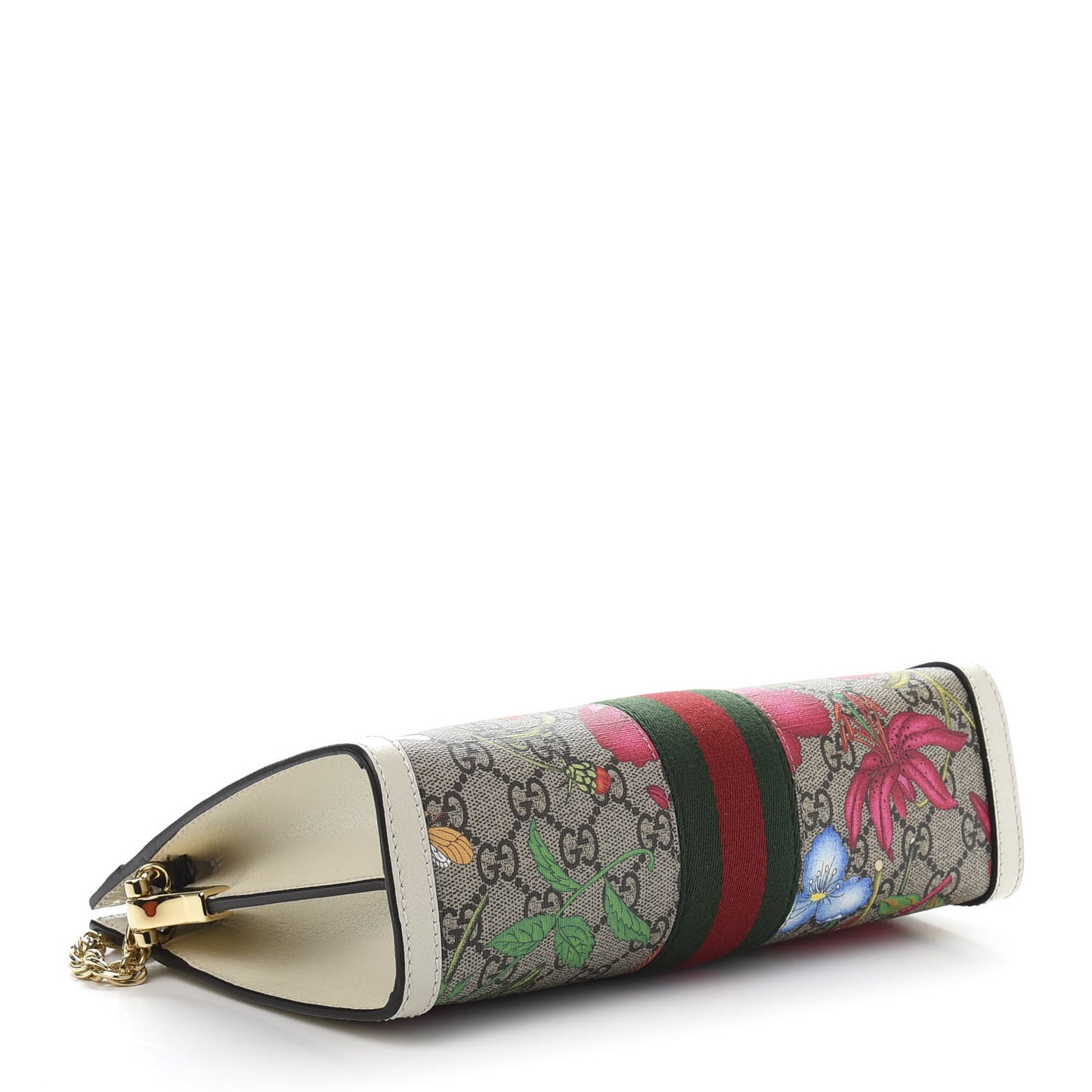 GG Supreme Monogram Flora Web Small Ophidia Chain Shoulder Bag White