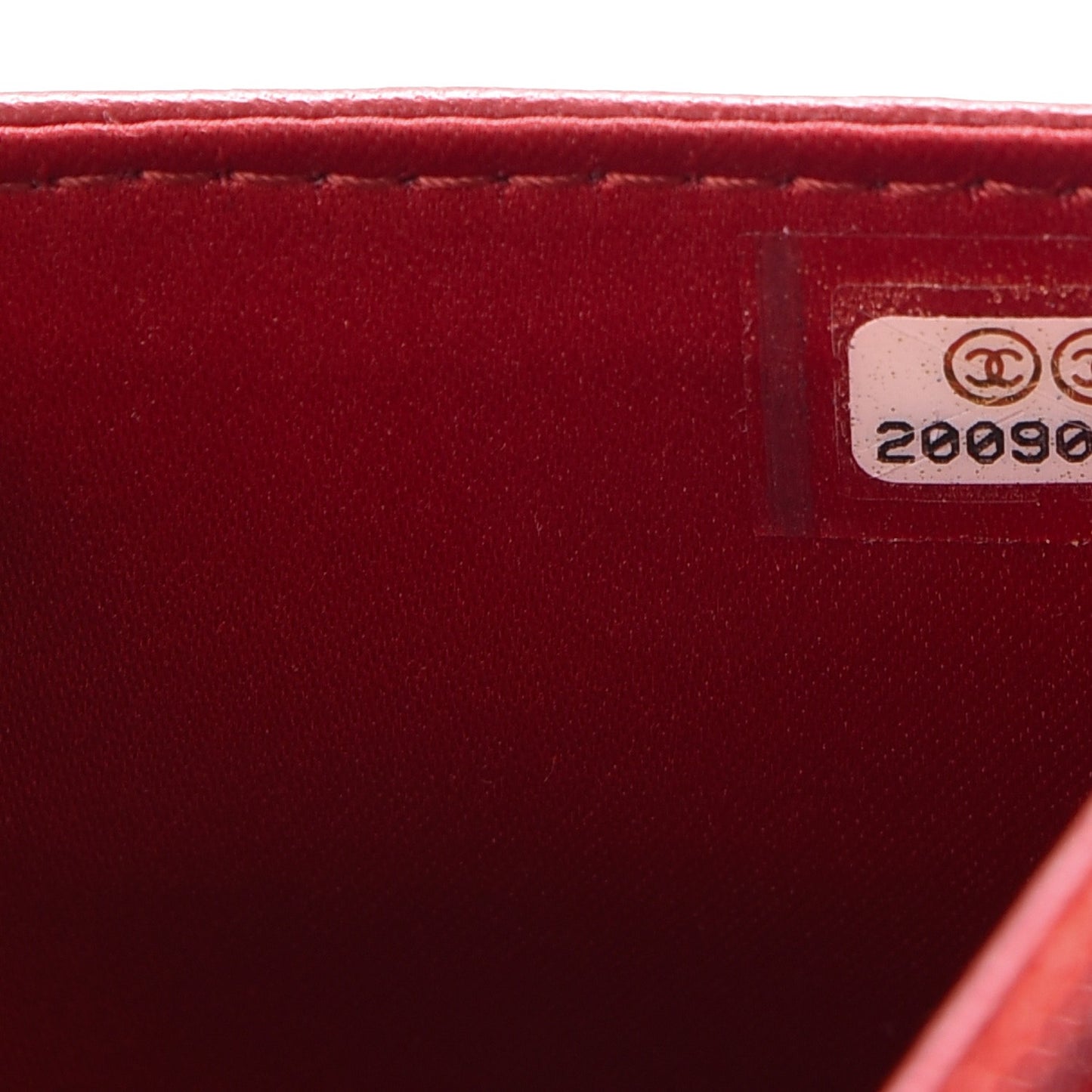 Lambskin Camellia Embossed Wallet On Chain WOC Dark Red