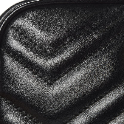 Gucci Calfskin Matelasse Mini GG Marmont Chain Shoulder Bag Black 9 of 11