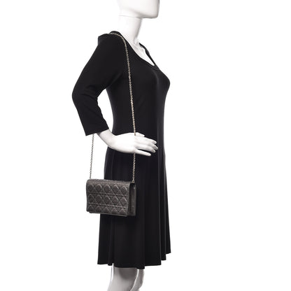 Christian Dior Metallic Calfskin Cannage Lady Dior Convertible Clutch Gunmetal 2 of 10