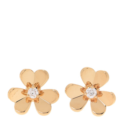 Van Cleef & Arpels 18K Yellow Gold Diamond Mini Frivole Earrings 1 of 6