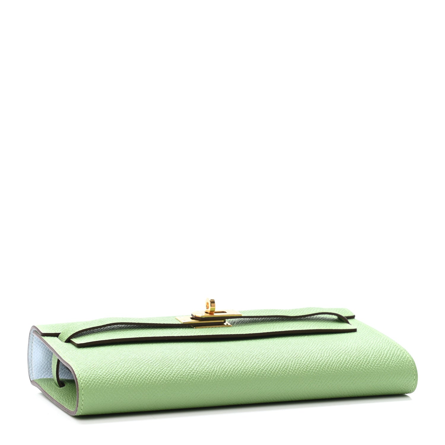 Hermes Epsom Verso Kelly Wallet To Go Vert Criquet Bleu Brume 3 of 4