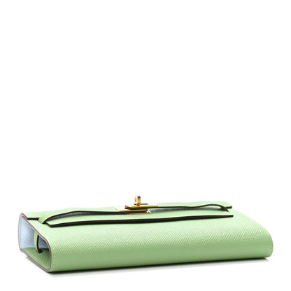 Hermes Epsom Verso Kelly Wallet To Go Vert Criquet Bleu Brume 3 of 4