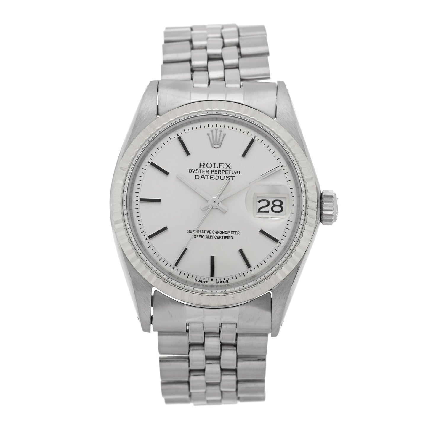 Stainless Steel 18K White Gold 36mm Oyster Perpetual Datejust Watch Silver 1601