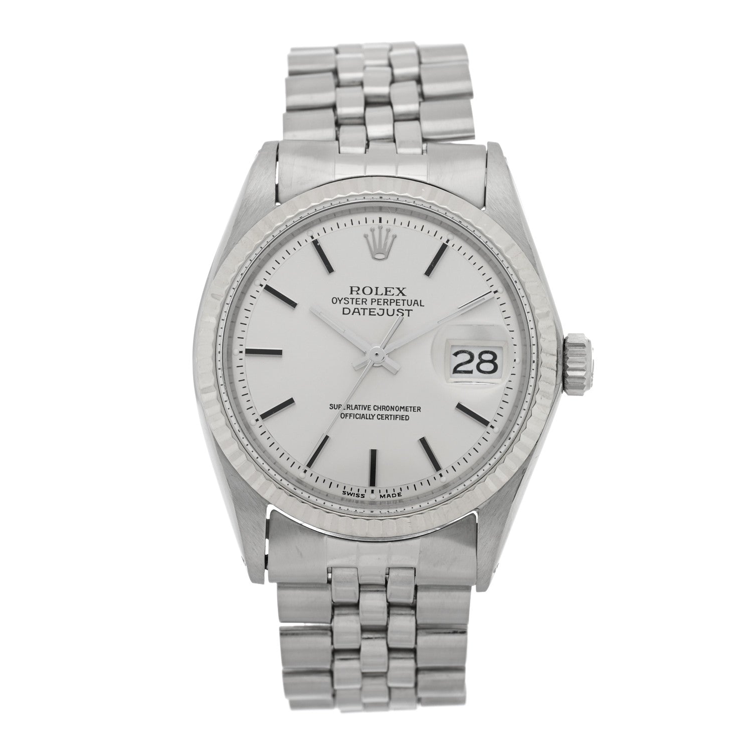 Rolex Stainless Steel 18K White Gold 36mm Oyster Perpetual Datejust Watch Silver 1601 1 of 5