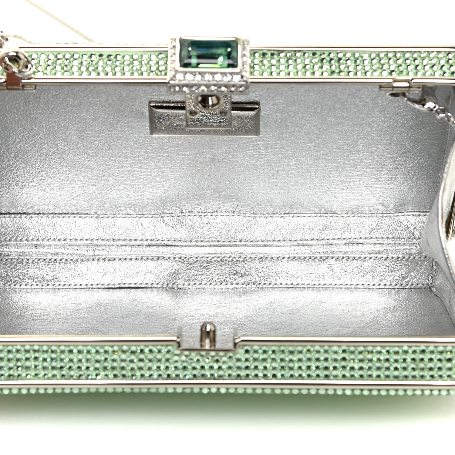 Judith Leiber Swarovski Crystal Minaudiere Clutch Green 4 of 8