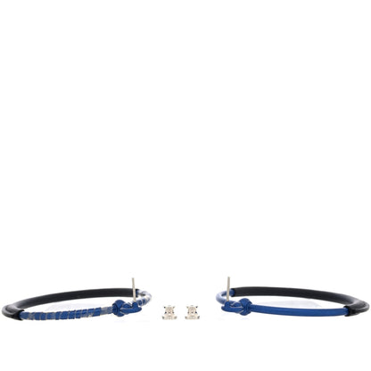 Hermes Aluminum Palladium Plated Swift Loop Earrings Bleu Black 3 of 4