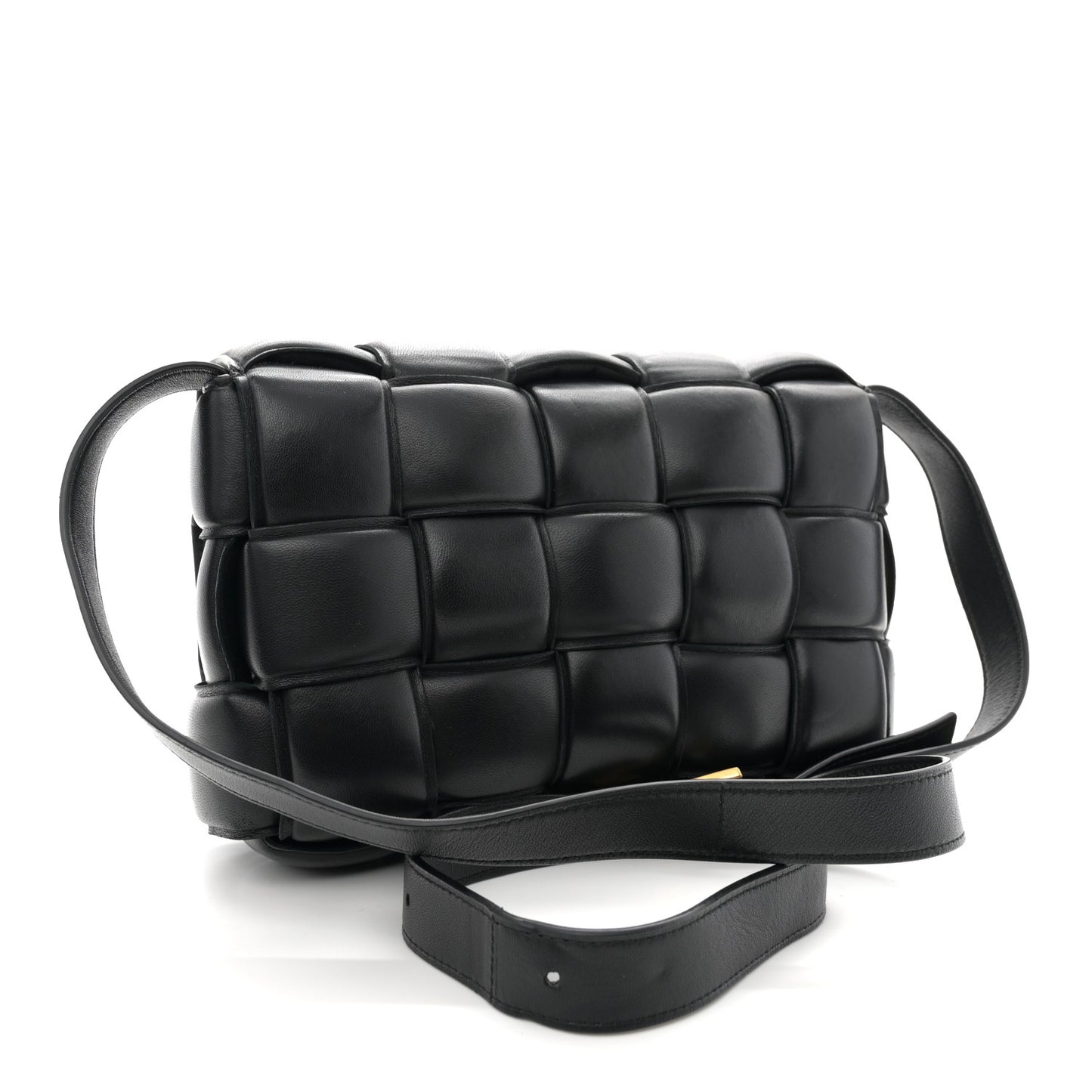 Nappa Maxi Intreccio Padded Cassette Crossbody Bag Black