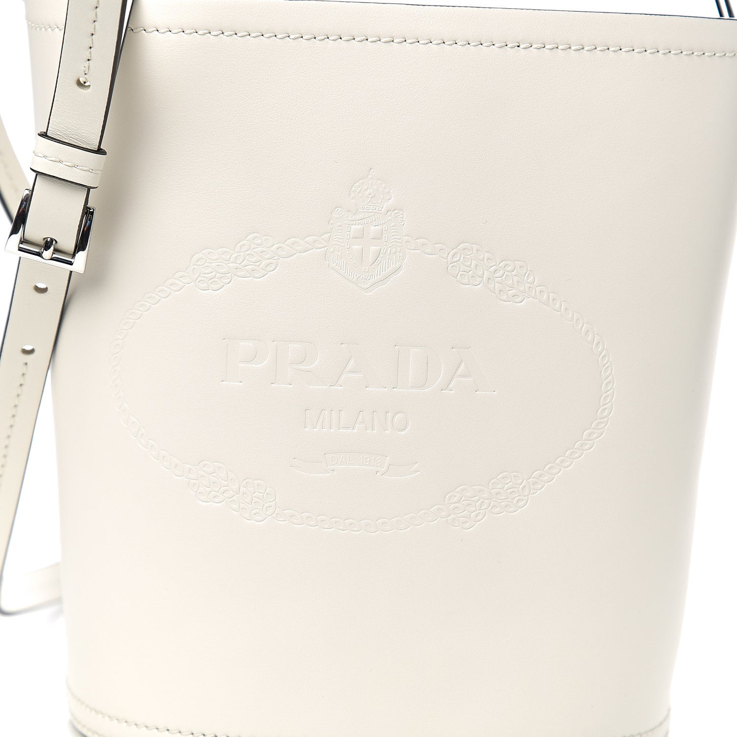City Calfskin Tambour Bucket Bag White Black