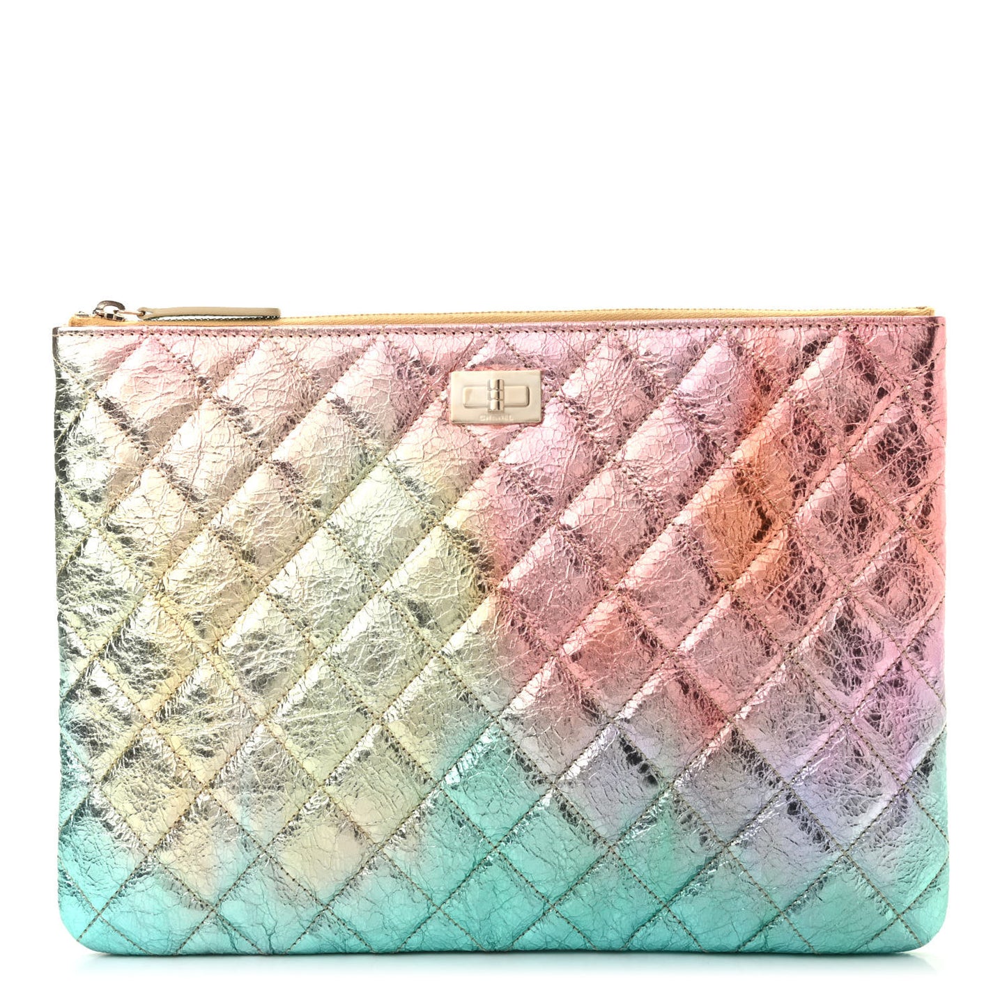 Metallic Goatskin Quilted Medium 2.55 Reissue Cosmetic Case Multicolor