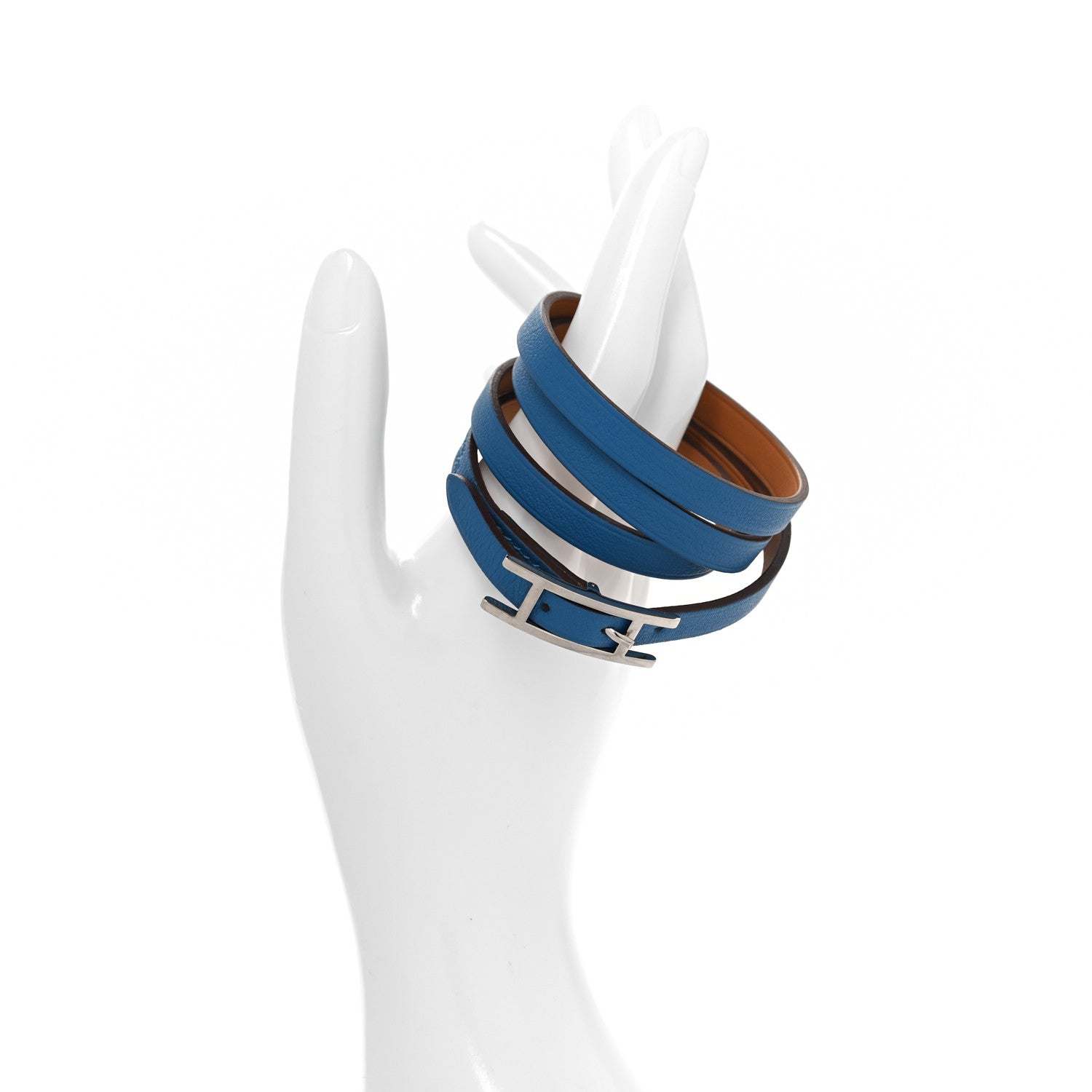 Hermes Swift 3MM Hapi Triple Tour Wrap Bracelet M Mykonos 2 of 6
