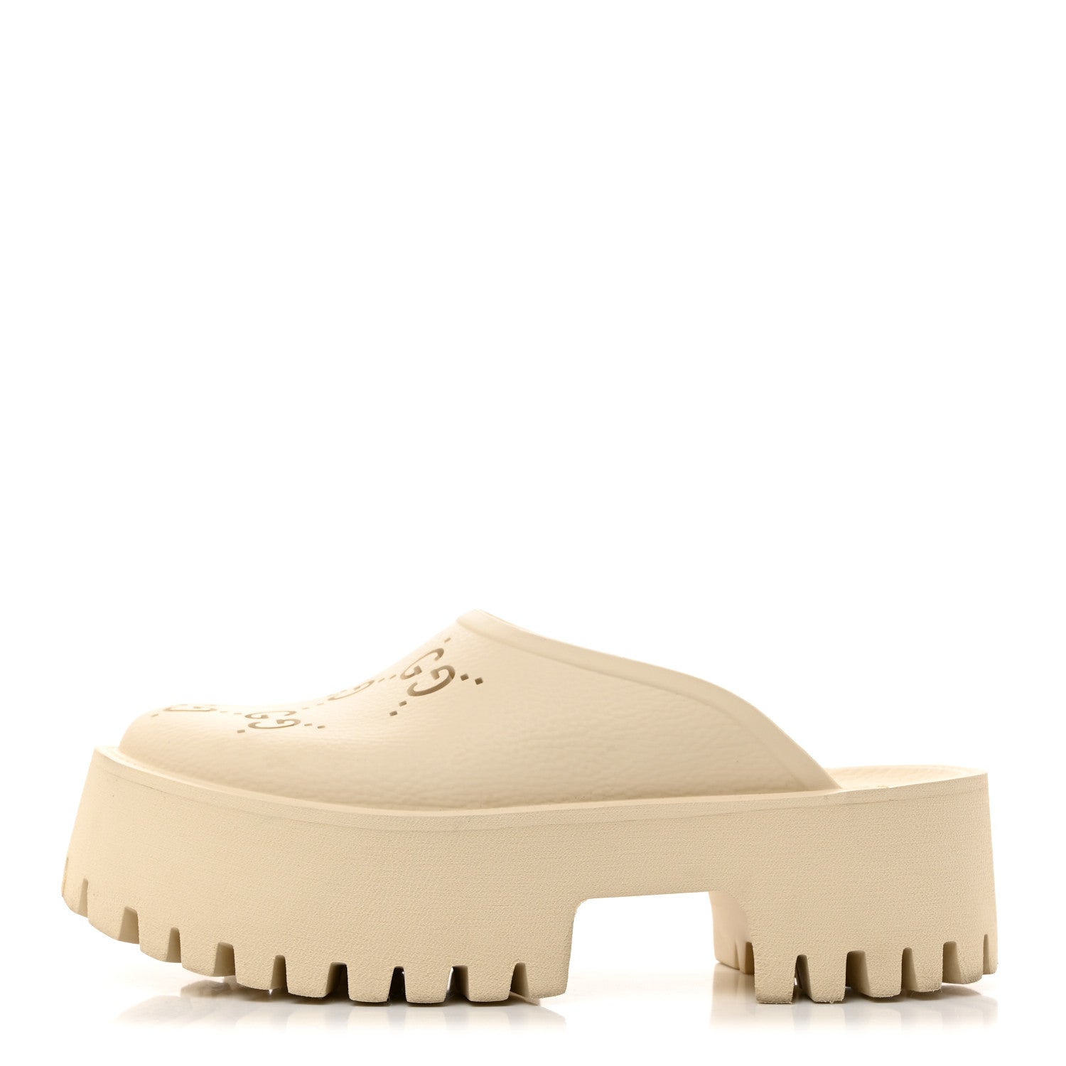 Gucci Rubber GG Monogram Perforated Elea Platform 55mm Lug Sole Sandals 36 Mystic White 1 of 9