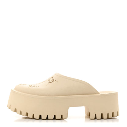 Gucci Rubber GG Monogram Perforated Elea Platform 55mm Lug Sole Sandals 36 Mystic White 1 of 9