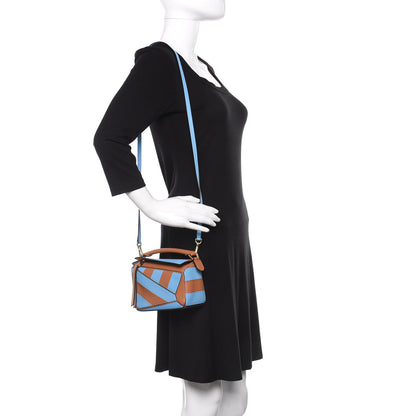 Loewe Calfskin Rugby Mini Puzzle Bag Blue Tan 2 of 9