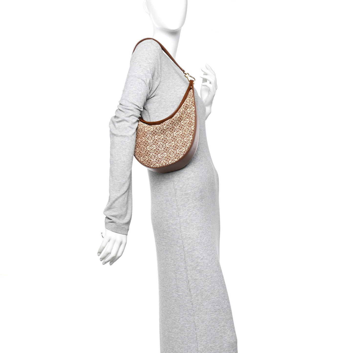 Jacquard Anagram Calfskin Luna Bag Tan Pecan