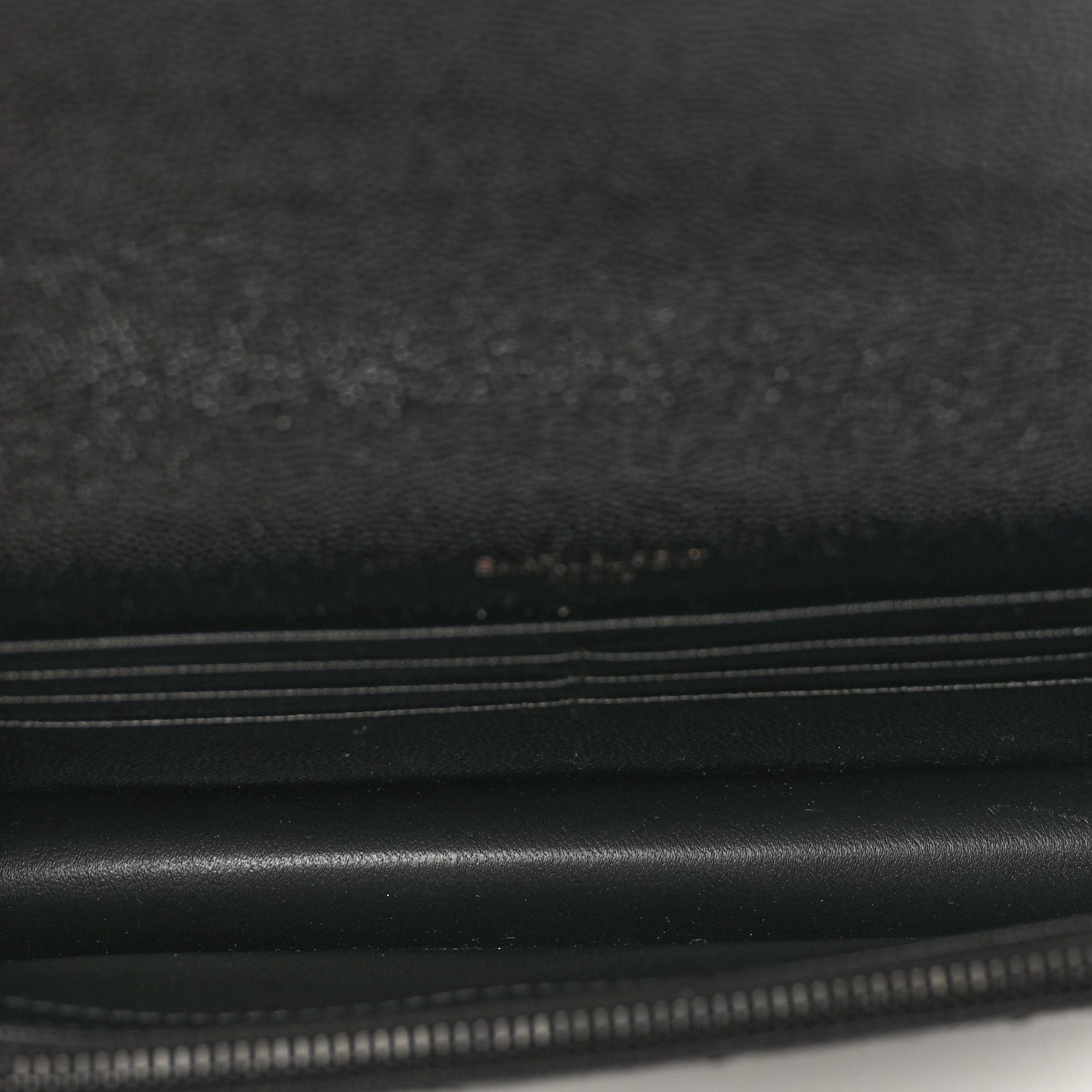 Saint Laurent Grain De Poudre Matelasse Chevron Monogram Monochrome Envelope Chain Wallet Black 6 of 9