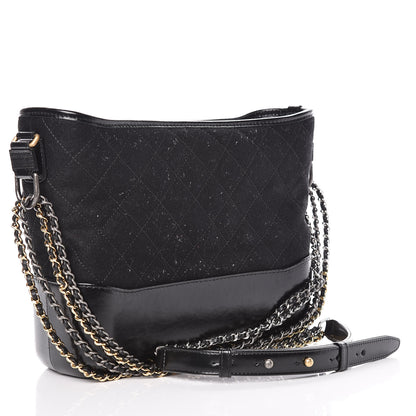 Chanel Felt Calfskin Quilted Medium Gabrielle Hobo Black 3 of 11