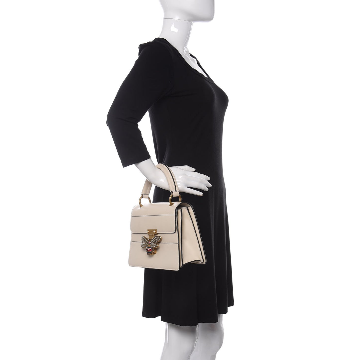 Calfskin Small Queen Margaret Top Handle Bag Mystic White