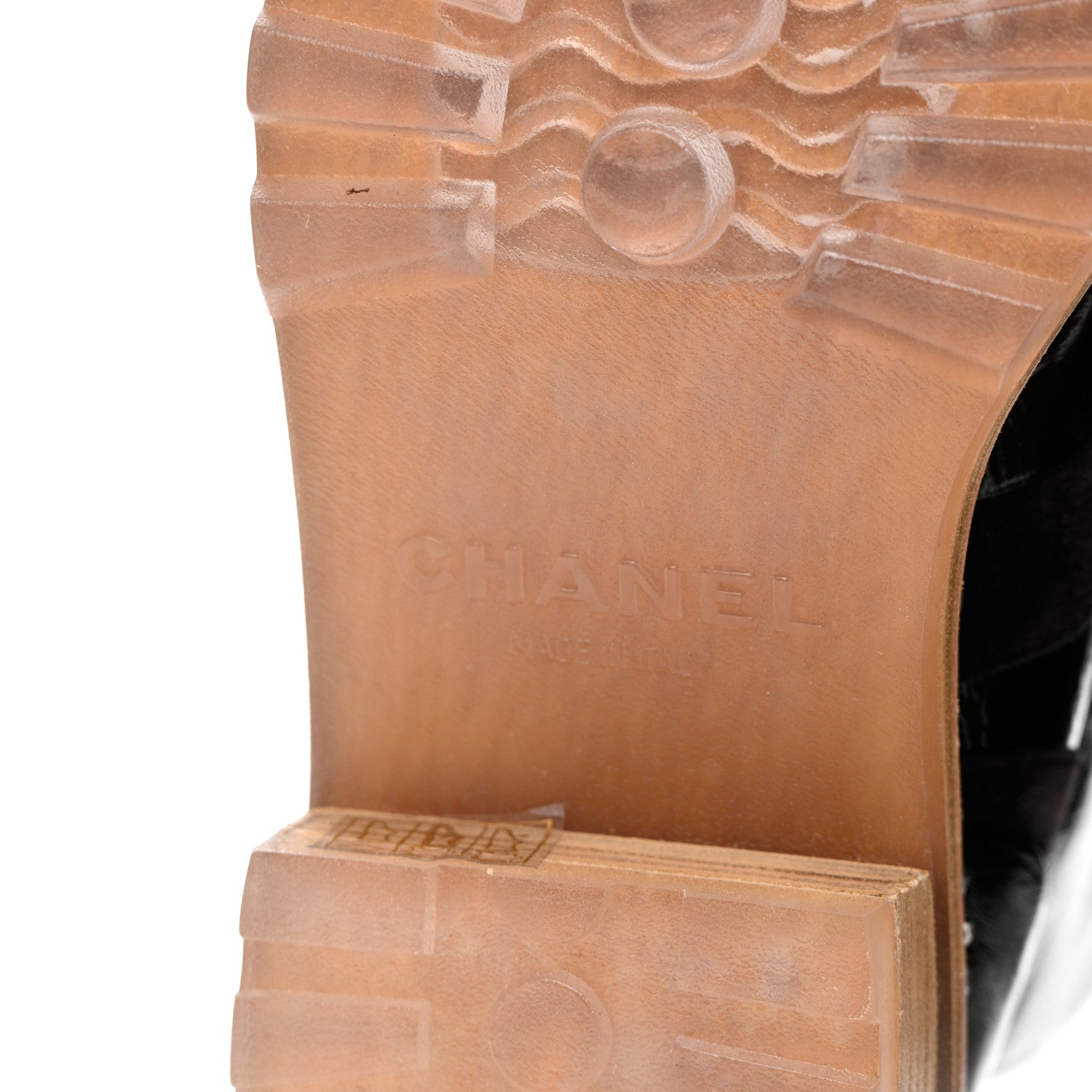 Chanel Patent Lace Up Chain Boots 37.5 Black 6 of 8