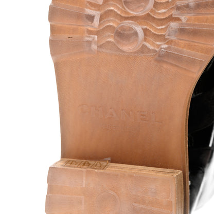 Chanel Patent Lace Up Chain Boots 37.5 Black 6 of 8