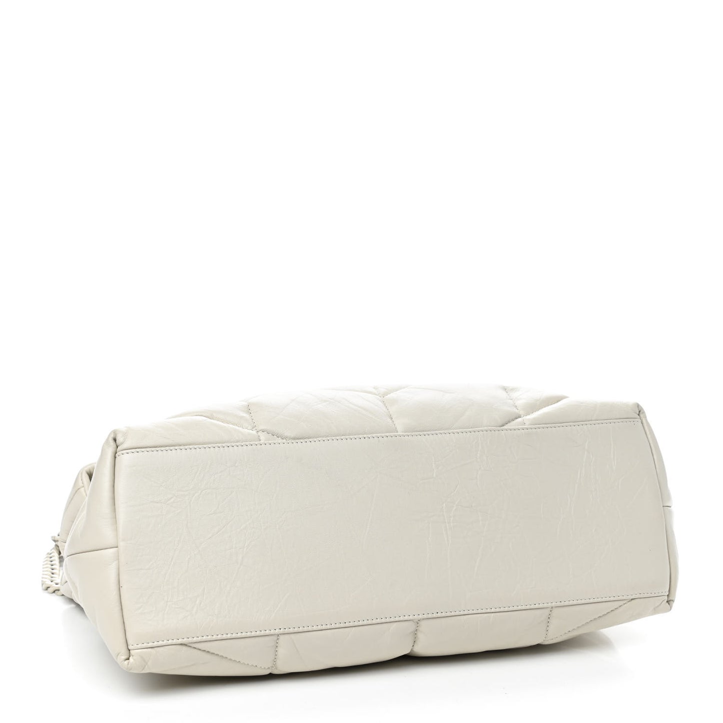 Lambskin Quilted Medium Loulou Puffer Monogram Chain Satchel Blanc Vintage