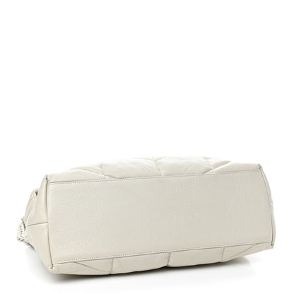 Saint Laurent Lambskin Quilted Medium Loulou Puffer Monogram Chain Satchel Blanc Vintage 4 of 10